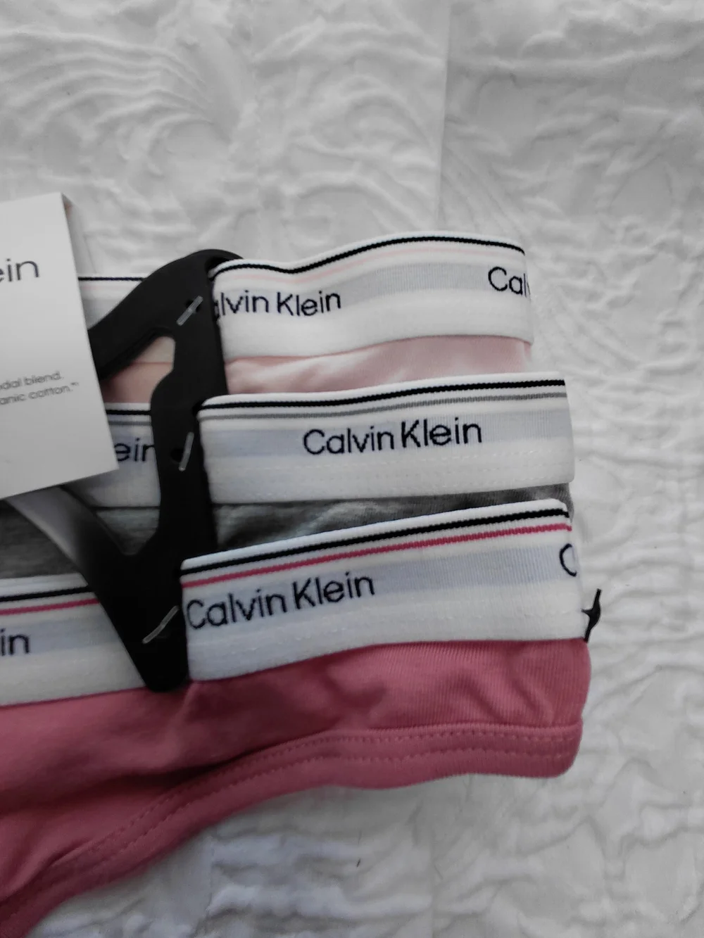 Calvin Klein Pink, Gray & Light Pink Cotton Thong 3 Set Sz L